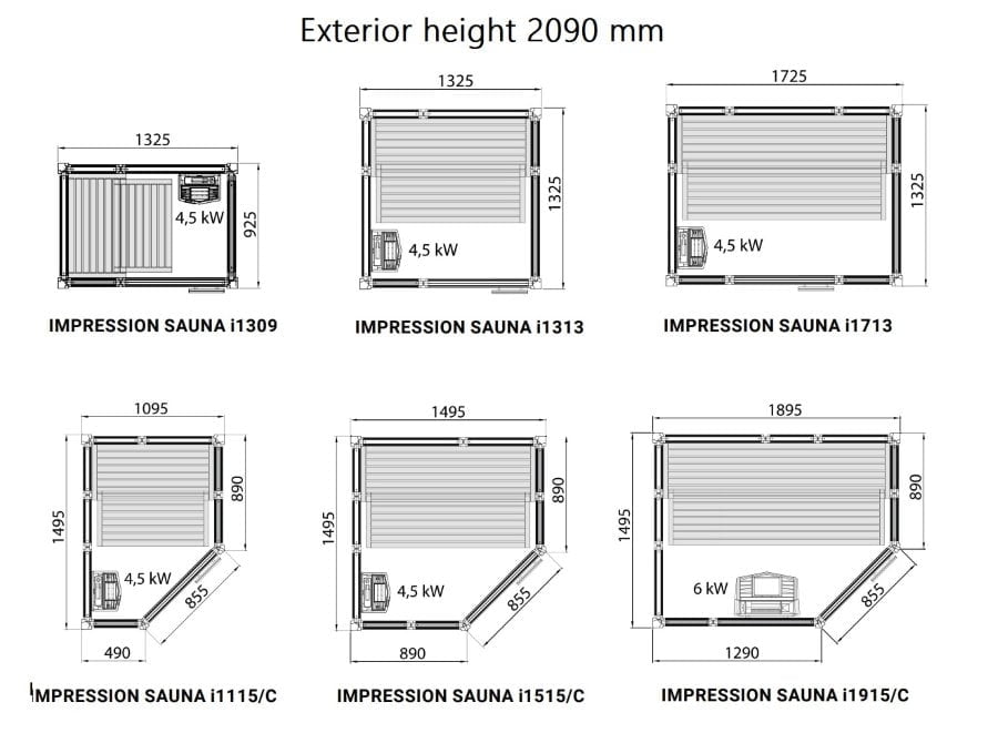 tylo_impression_sauna_ sizes